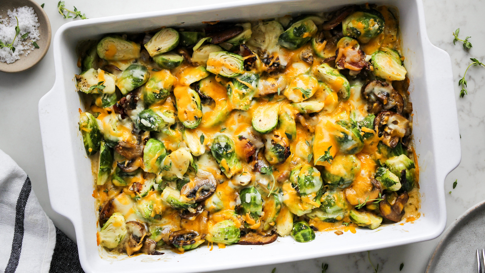 Cheesy Bacon Brussels Sprouts Casserole Recipe