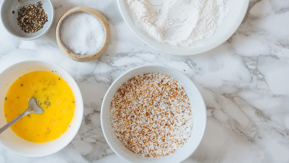 coconut shrimp coating in bowls