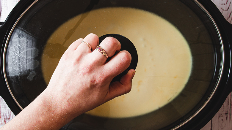 egg mixture in slow cooker