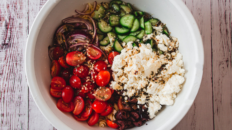 salad ingredients in a bowl