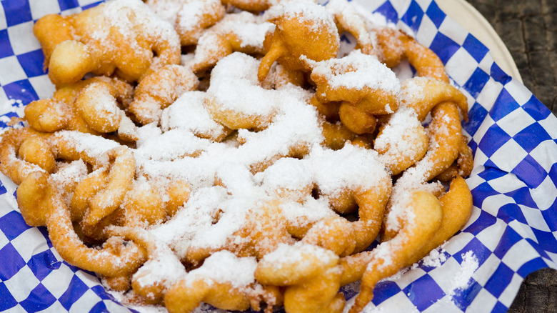 funnel cake covered in sugar