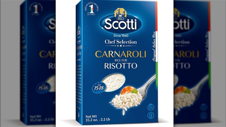 Blue box of carnaroli rice