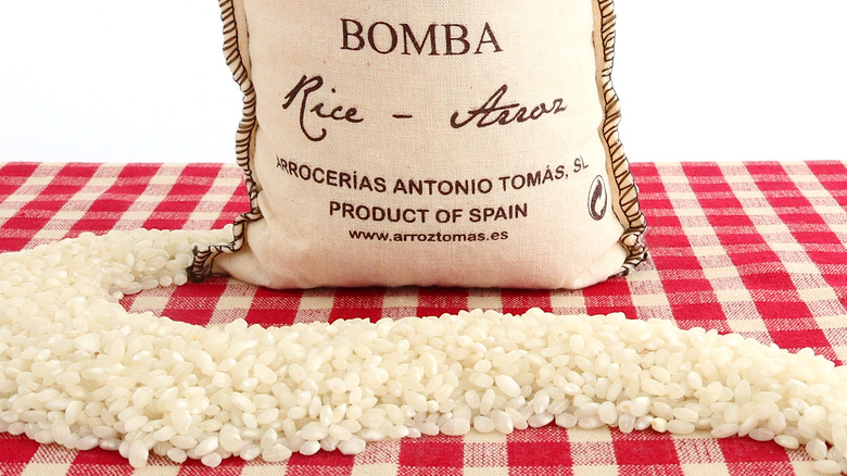 Cloth bag of bomba rice