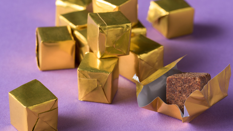 Bouillon cubes wrapped in gold foil