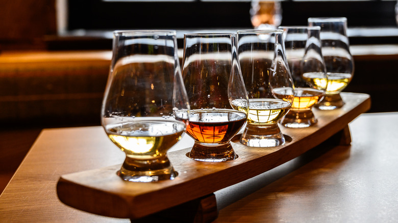 Whiskey tasting in tulip glasses