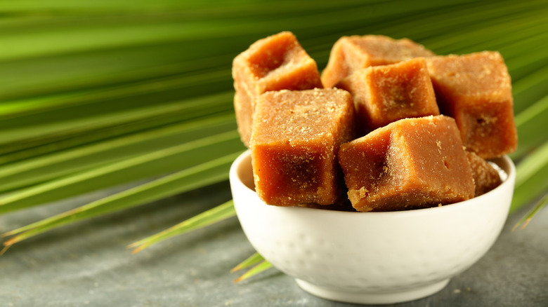 bowl of large palm sugar cubes