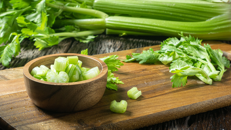 Celery stalks and leaves