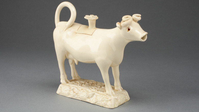 Cow-shaped cream pitcher