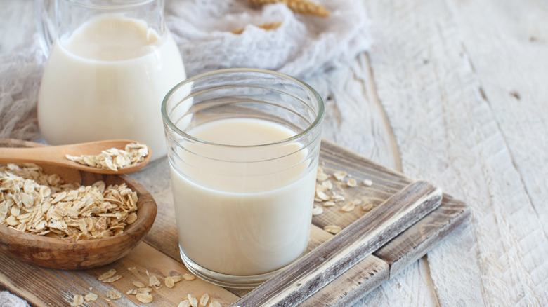 Oat milk in a glass