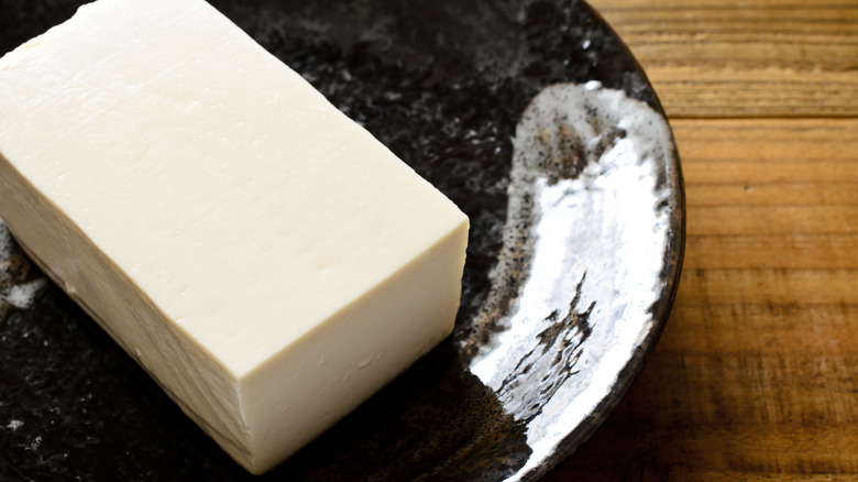 Silken tofu on a plate