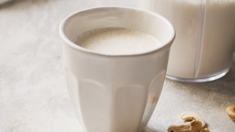 Cashew milk in a cup