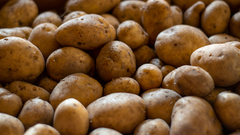 Potatoes piled up