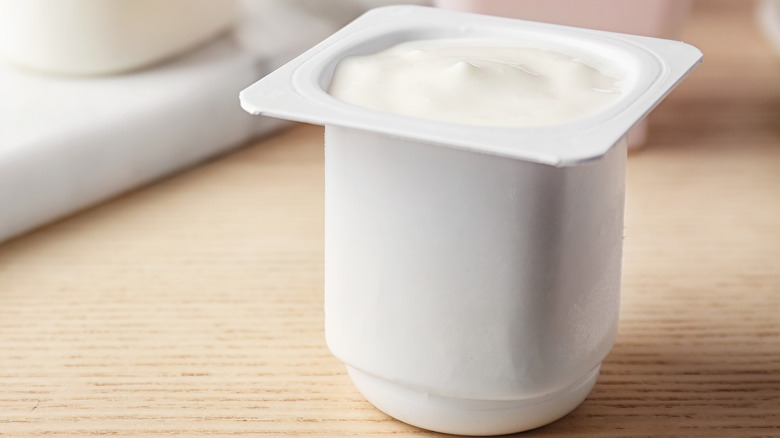 A small container of Greek yogurt