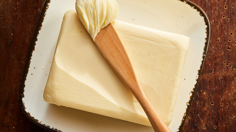 A large square of butter