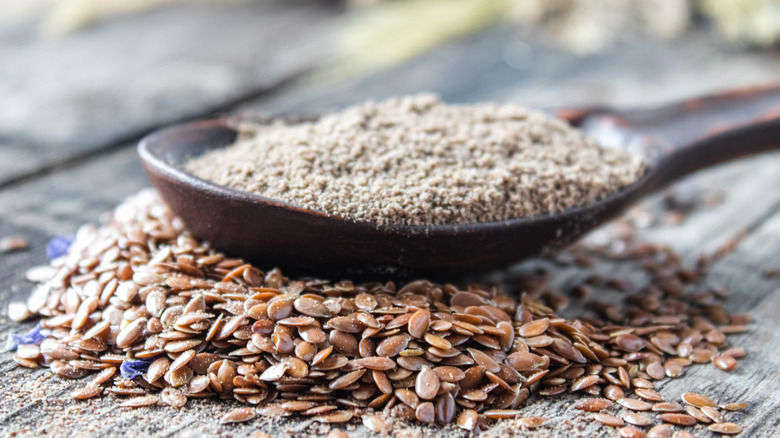 A spoonful of ground flax seeds