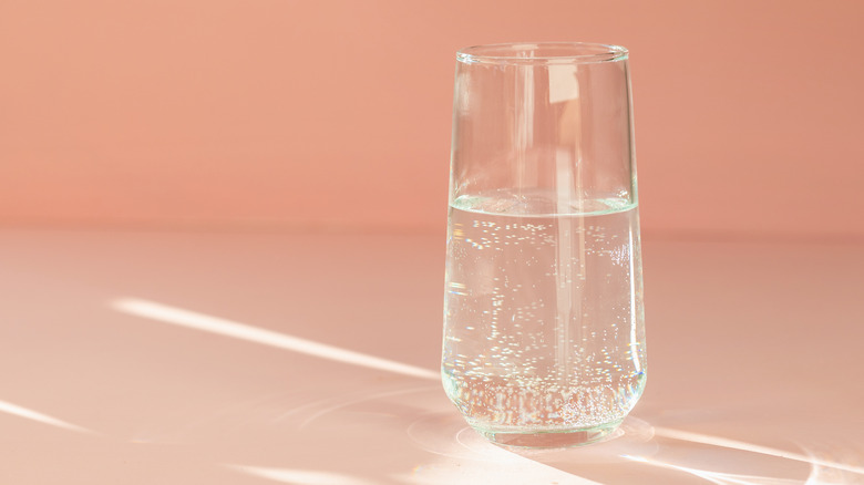 A glass of carbonated water