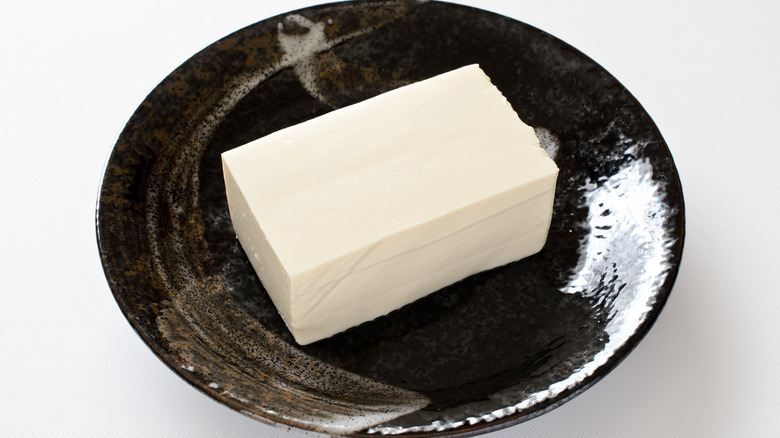 Silken tofu in a plate