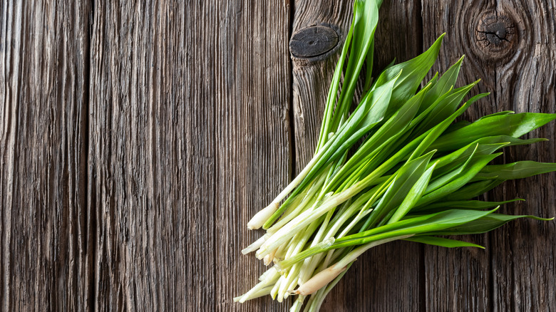 A bunch of green garlic