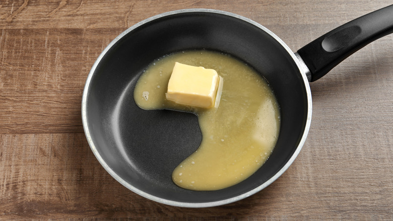 Butter melting in a pan