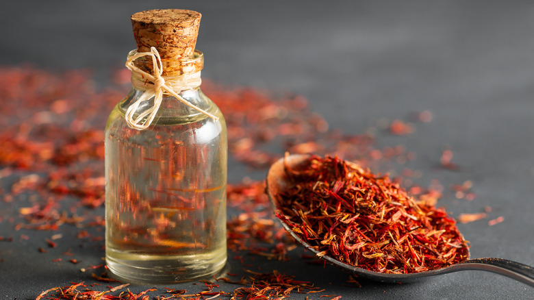 A jar of safflower oil