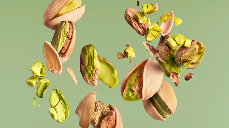 Pistachios green background