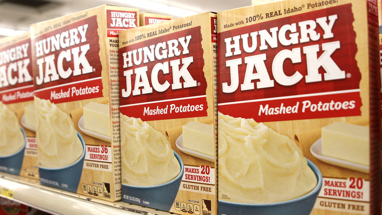 Boxes of instant mashed potatoes