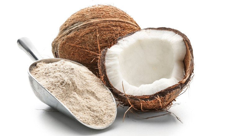 A coconut and coconut flour