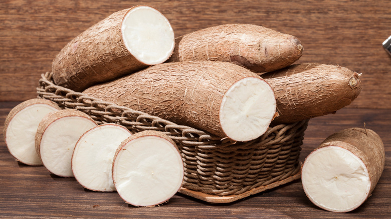 Cut Cassava in a Basket