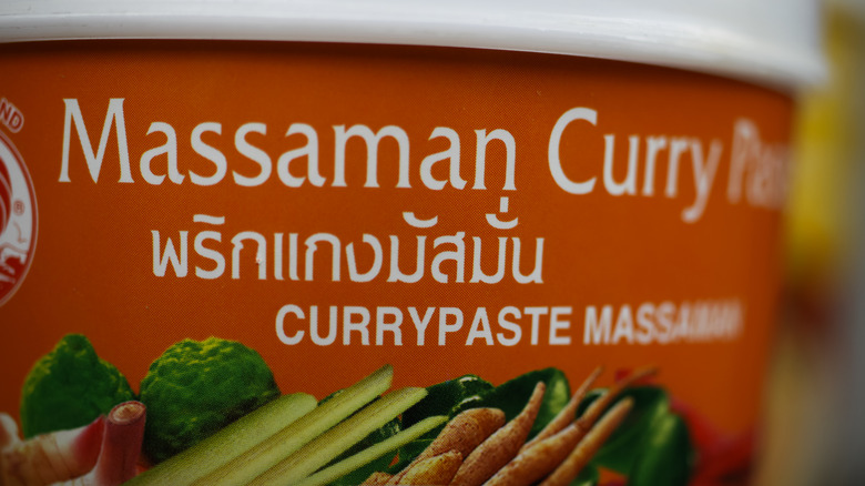 Orange massaman curry paste container