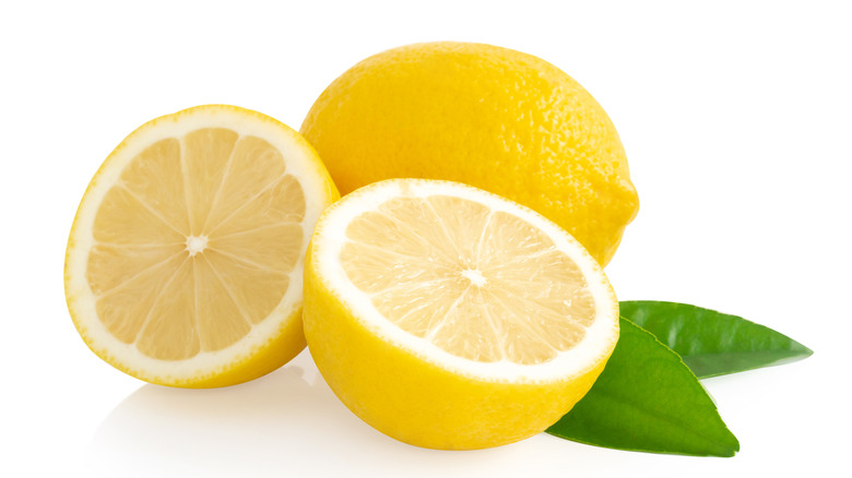 A lemon cut in half