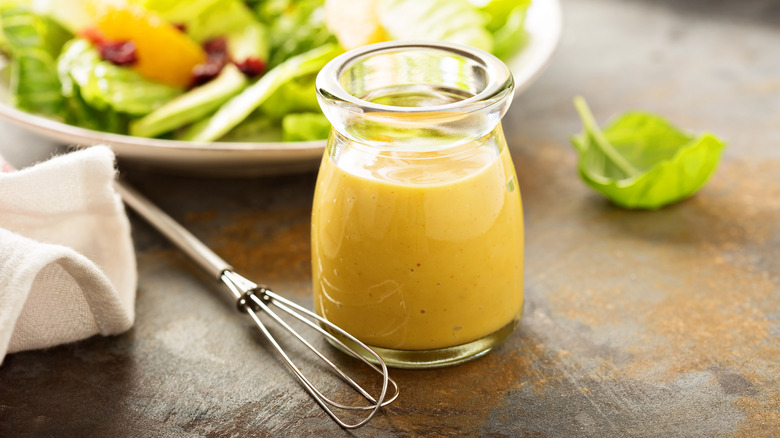 Homemade vinaigrette in a jar