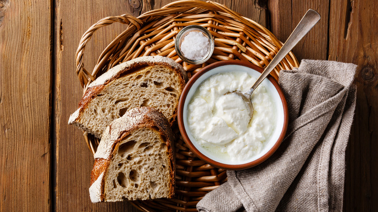 Clabber sour milk and brown rye bread