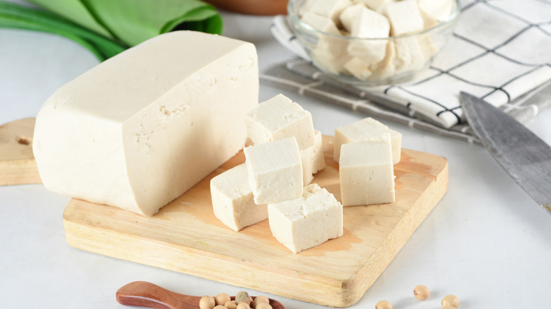 block of tofu, cut up tofu cubes