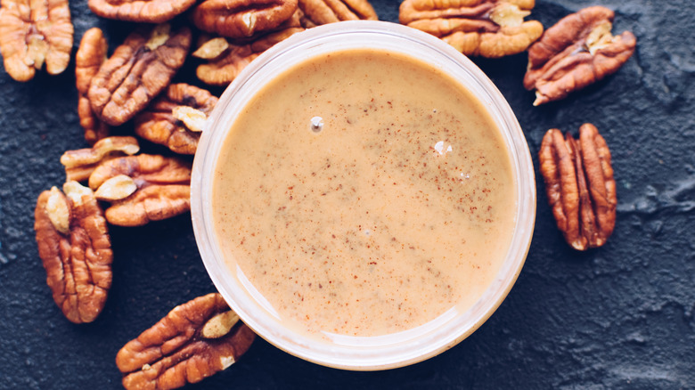 homemade pecan butter with pecans