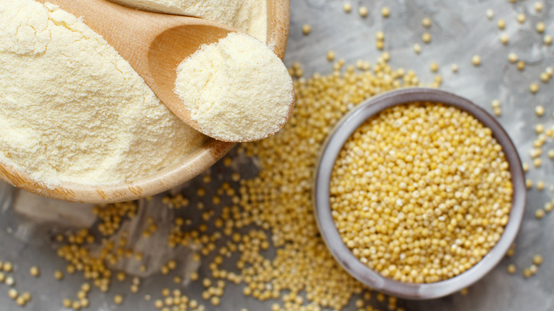 millet flour and millet seeds