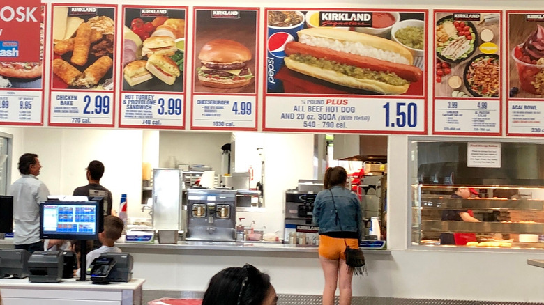 Costco food court with cheeseburger on menu