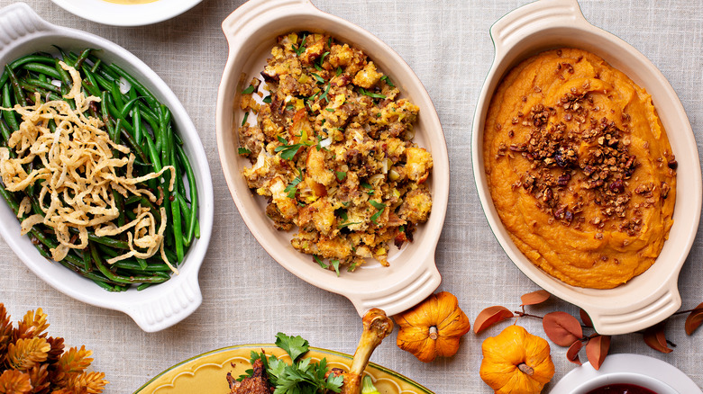 three types of casseroles on table