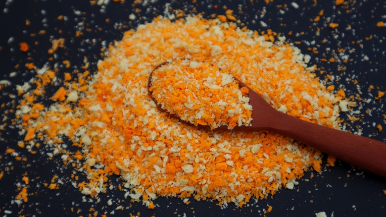 Breadcrumbs with wooden spoon