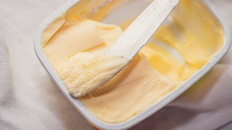 margarine on knife