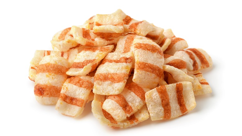 mound of bacon flavored puffed chips