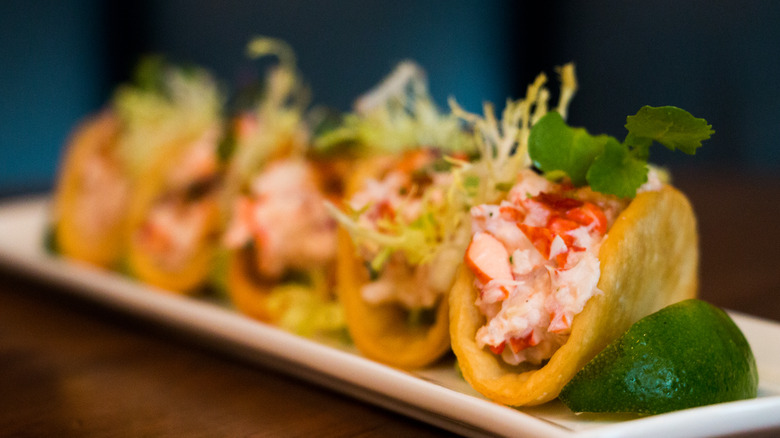 platter of lobster tacos