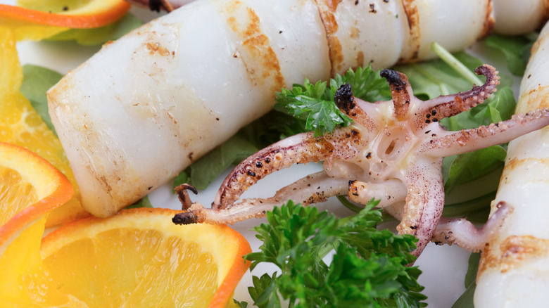 dish of cooked squid