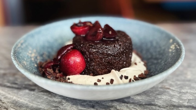 chocolate cake in a bowl