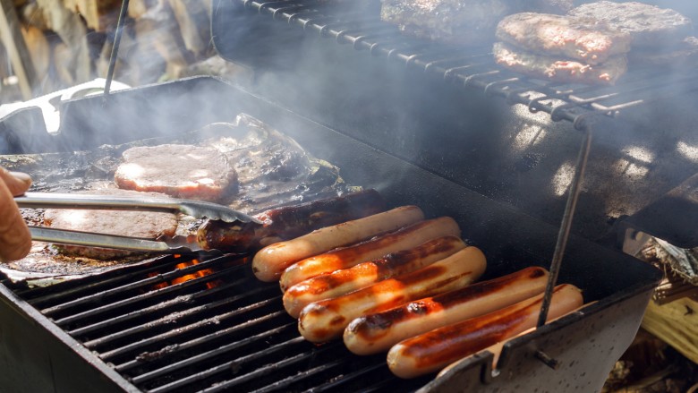 grilling hot dogs