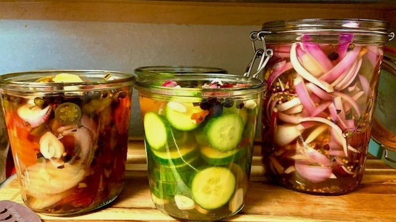 Pickled vegetables in brine