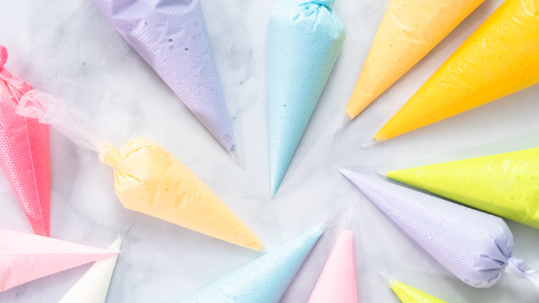 piping bags with colored icing