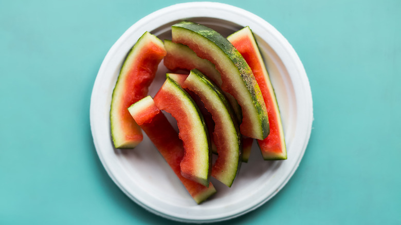 Plate of watermelon rinds
