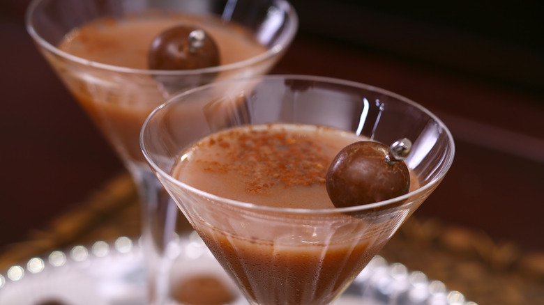 Two chocolate cocktails close-up