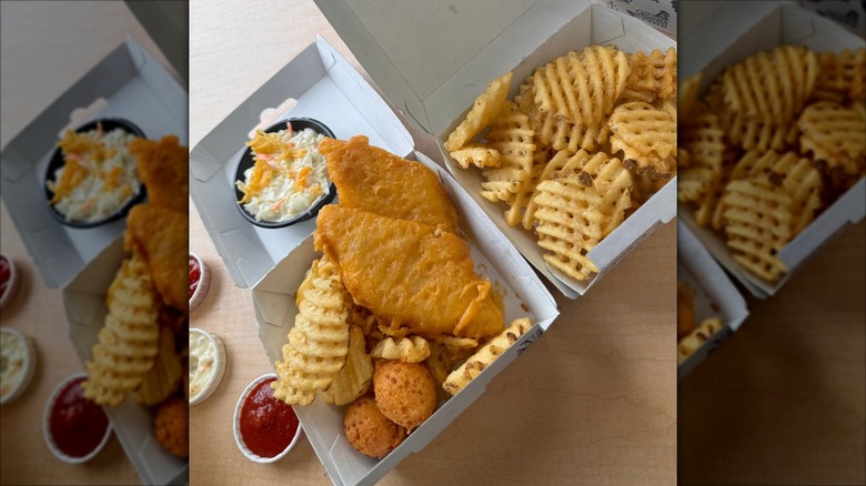 Fried fish with waffle fries