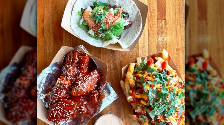 Wings, kimchi fries, and taco